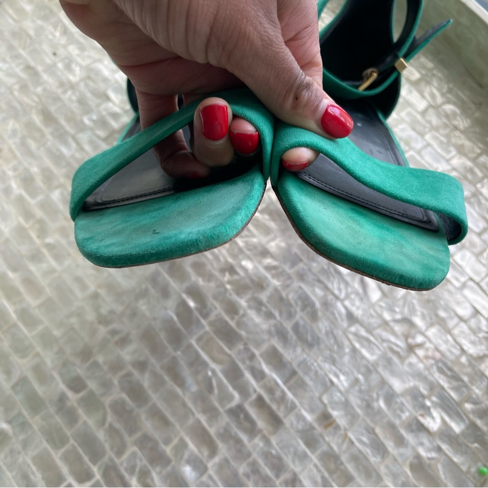 CÉLINE Paris suede green sandals - Picture 2 of 12